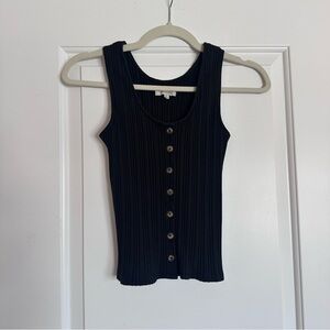 Madewell Black Ribbed Button-Down Tank Top, XS